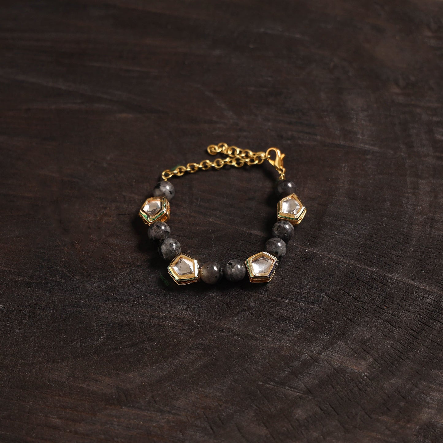 Handcrafted glass stone kundan work bracelet 42