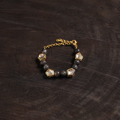 Handcrafted glass stone kundan work bracelet 42