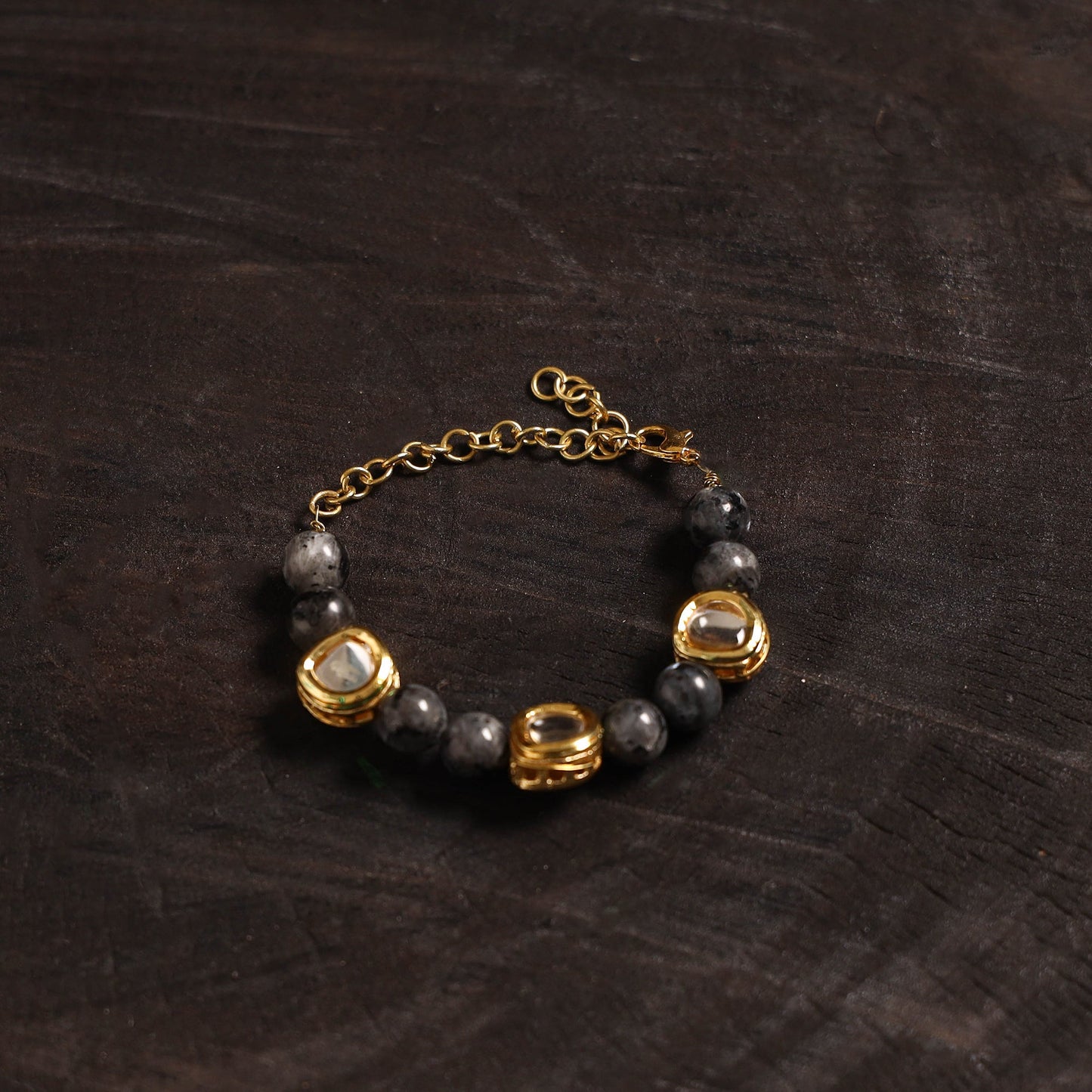 Handcrafted glass stone kundan work bracelet 44