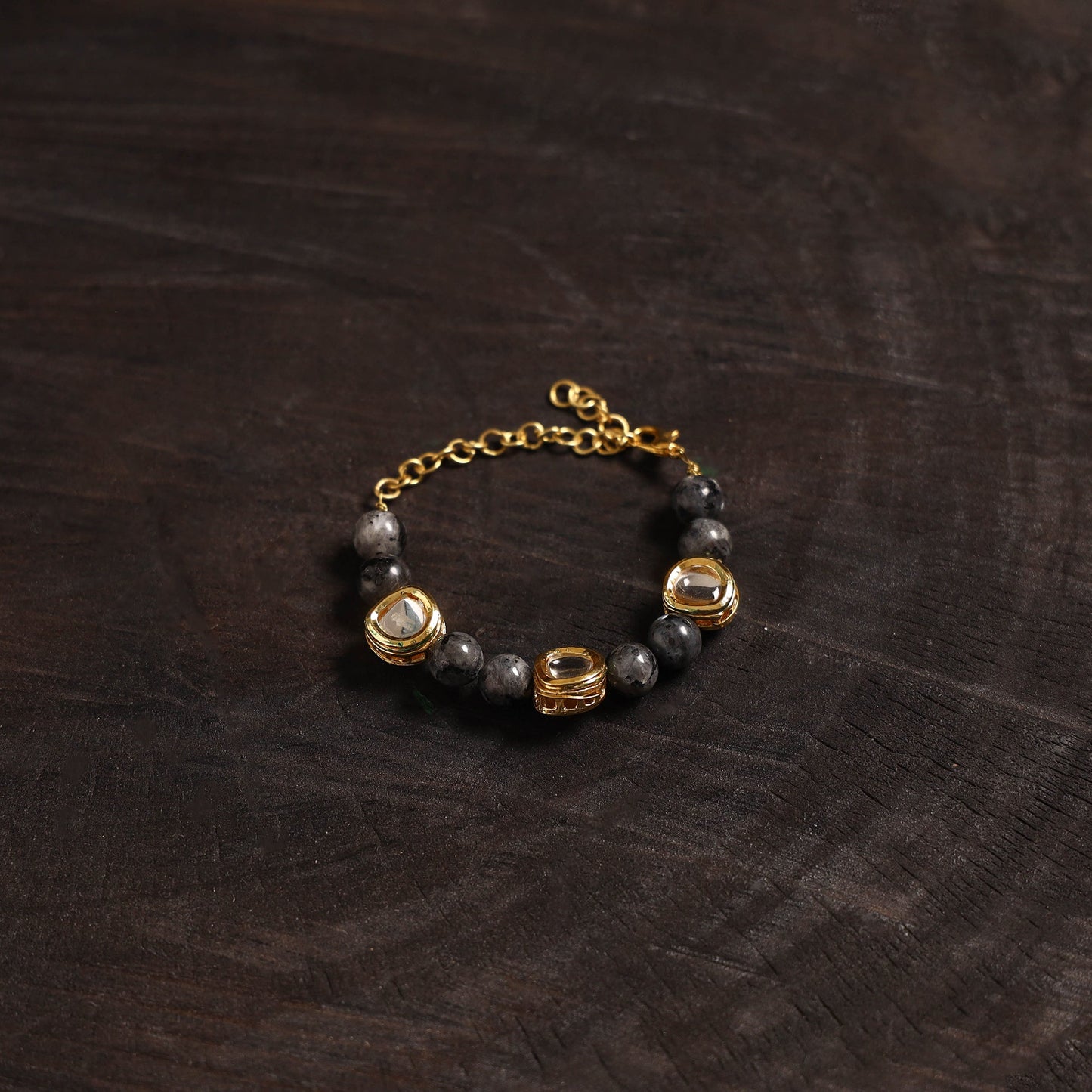 Handcrafted glass stone kundan work bracelet 44