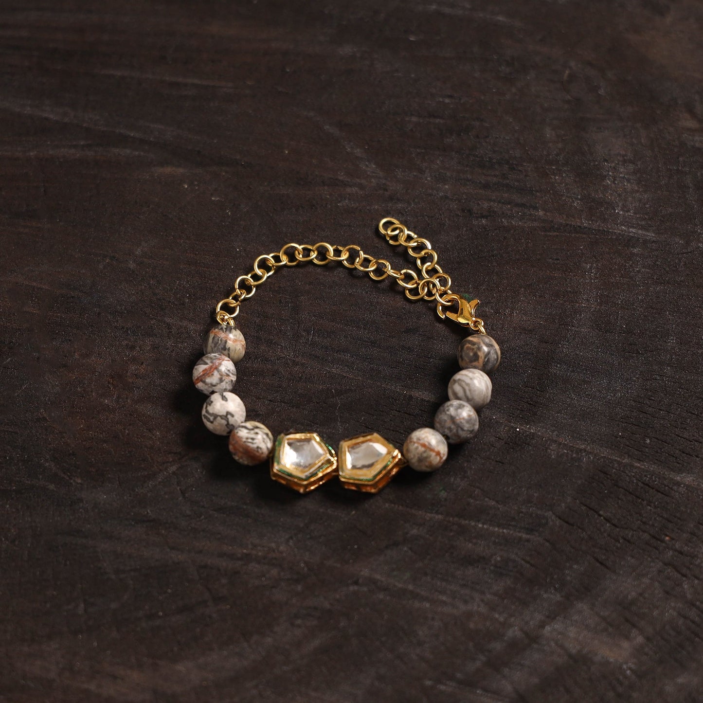 Handcrafted glass stone kundan work bracelet 47