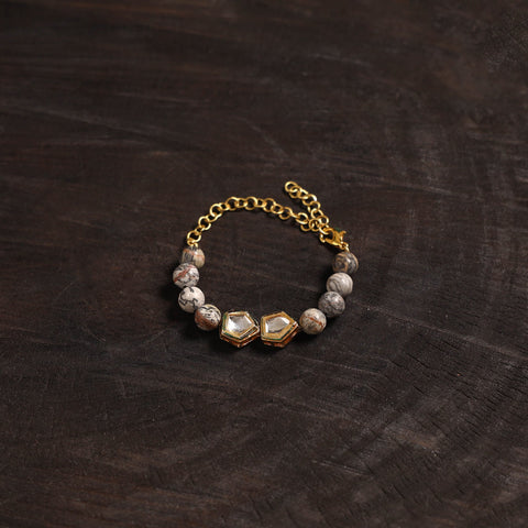 Handcrafted glass stone kundan work bracelet 47