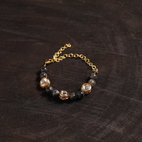 Handcrafted glass stone kundan work bracelet 49
