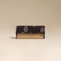 Brown - handcrafted ikat fabric jute clutch / wallet