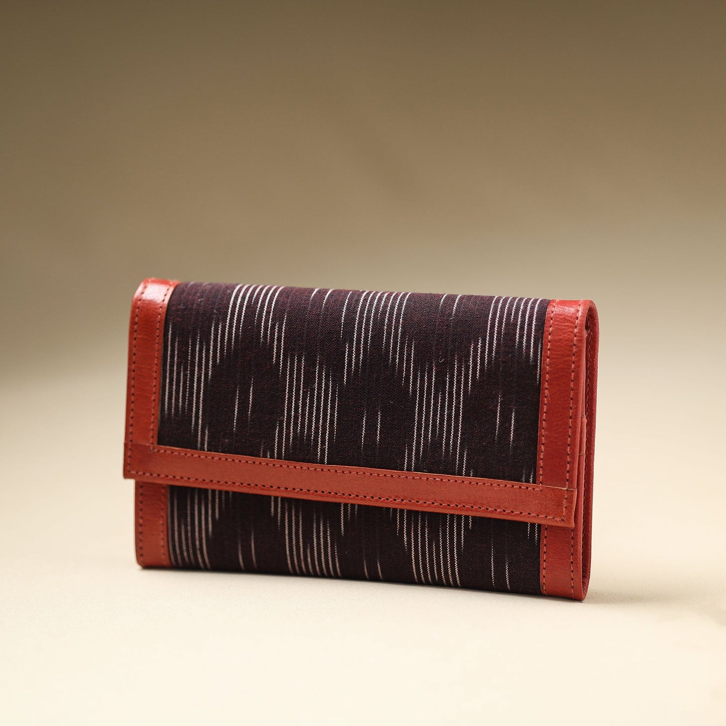 Brown Handcrafted Ikat Weave Leather Wallet