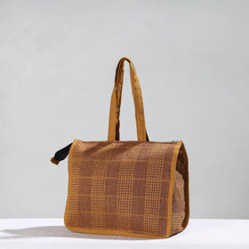 Brown Handcrafted Jacquard Cotton Hand Bag 13