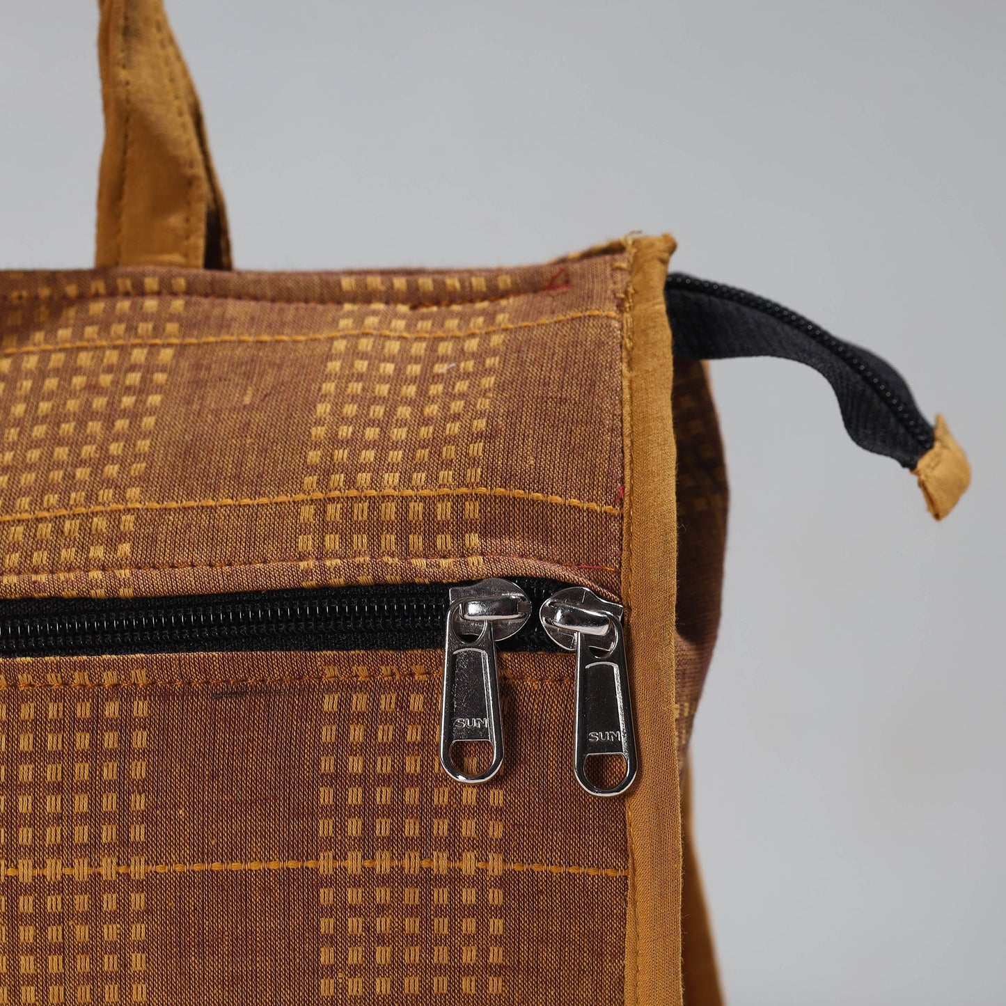 Brown Handcrafted Jacquard Cotton Hand Bag 13