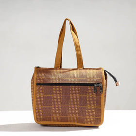 Brown Handcrafted Jacquard Cotton Hand Bag