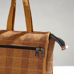 Brown Handcrafted Jacquard Cotton Hand Bag