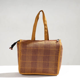 Brown Handcrafted Jacquard Cotton Hand Bag
