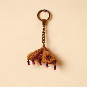 Brown Handcrafted Kutch Hand Embroidery Keychain 