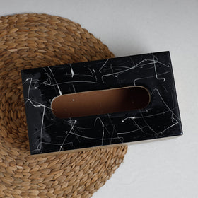 Brown Handcrafted Mango Wooden Epoxy Resin Tissue Box 