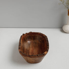  Brown Handcrafted Mango Wooden Oval Bowl