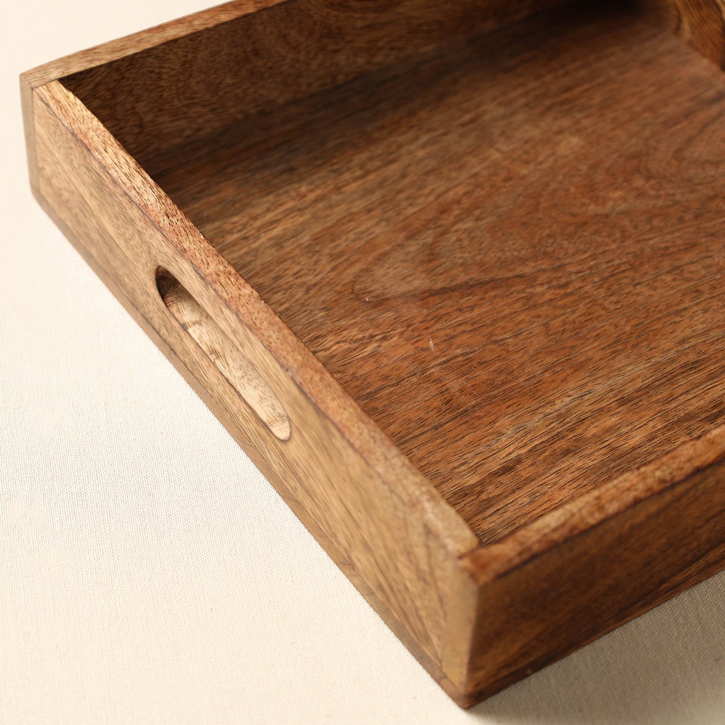 Brown Handcrafted Mango Wooden Serving Tray (10 x 10 in)
