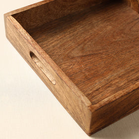 Brown Handcrafted Mango Wooden Serving Tray (10 x 10 in)