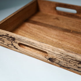  Brown Handcrafted Mango Wooden Serving Tray 