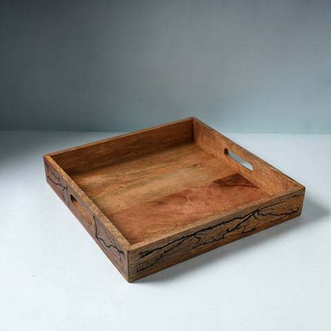  Brown Handcrafted Mango Wooden Serving Tray 