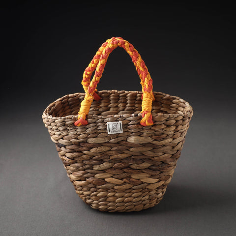  Brown Handcrafted Organic Water Hyacinth Magnificent Basket 