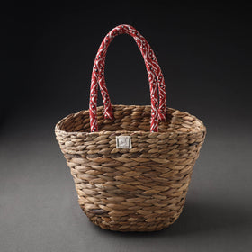  Brown Handcrafted Organic Water Hyacinth Magnificent Basket 