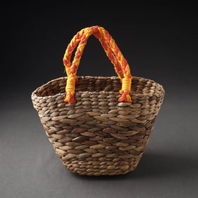  Brown Handcrafted Organic Water Hyacinth Magnificent Basket 