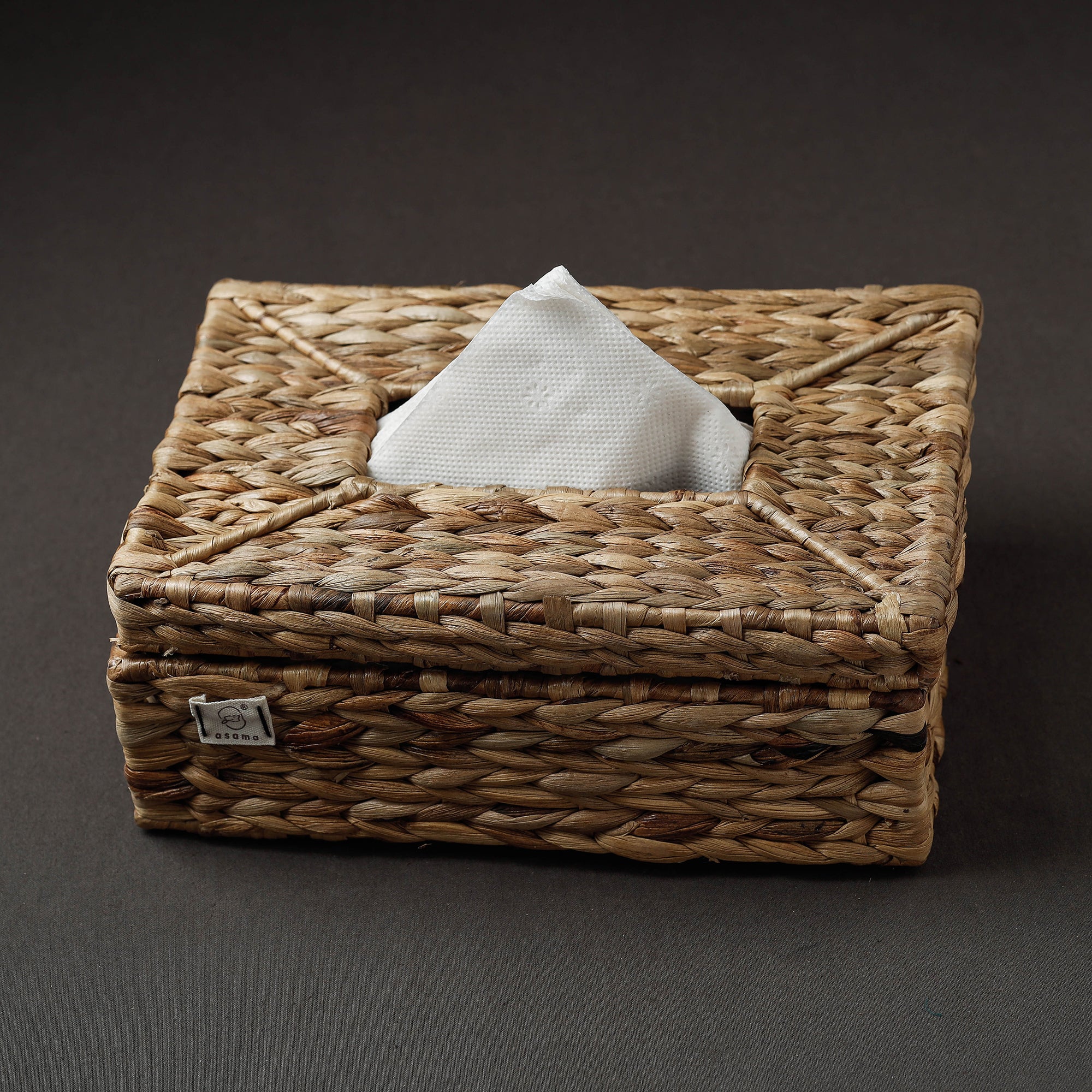 Brown Handcrafted Organic Water Hyacinth Tissue Box
