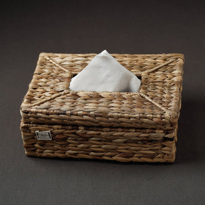 Brown Handcrafted Organic Water Hyacinth Tissue Box 