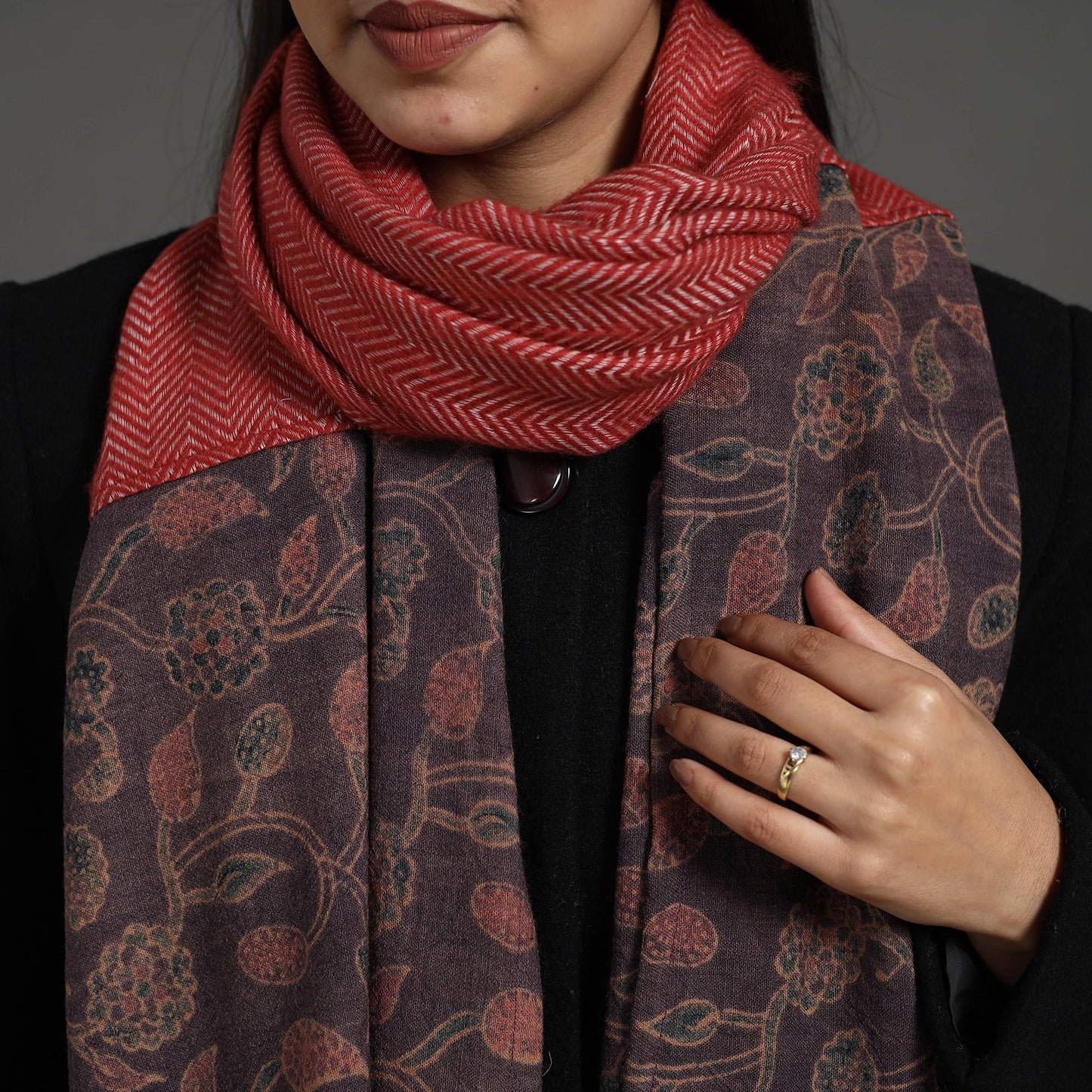  Brown Handcrafted Patchwork Woollen Stole