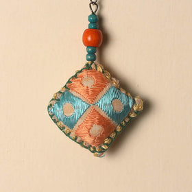 Brown Handcrafted Phulkari Embroidered Keychain