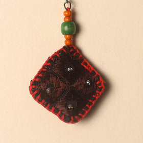 Brown Handcrafted Phulkari Embroidered Keychain