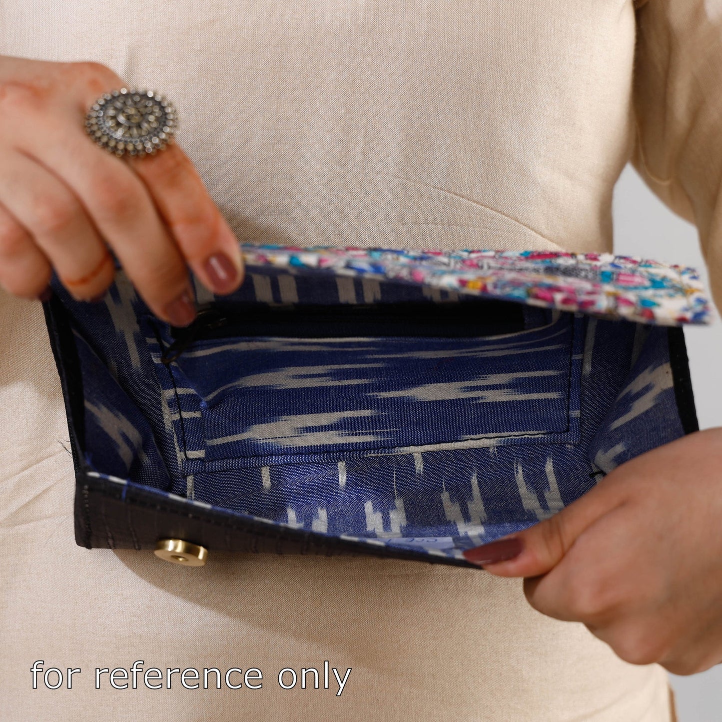 Brown Handcrafted Printed Cotton Clutch