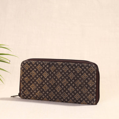 Brown Handcrafted Block Printed Fabric Clutch Wallet