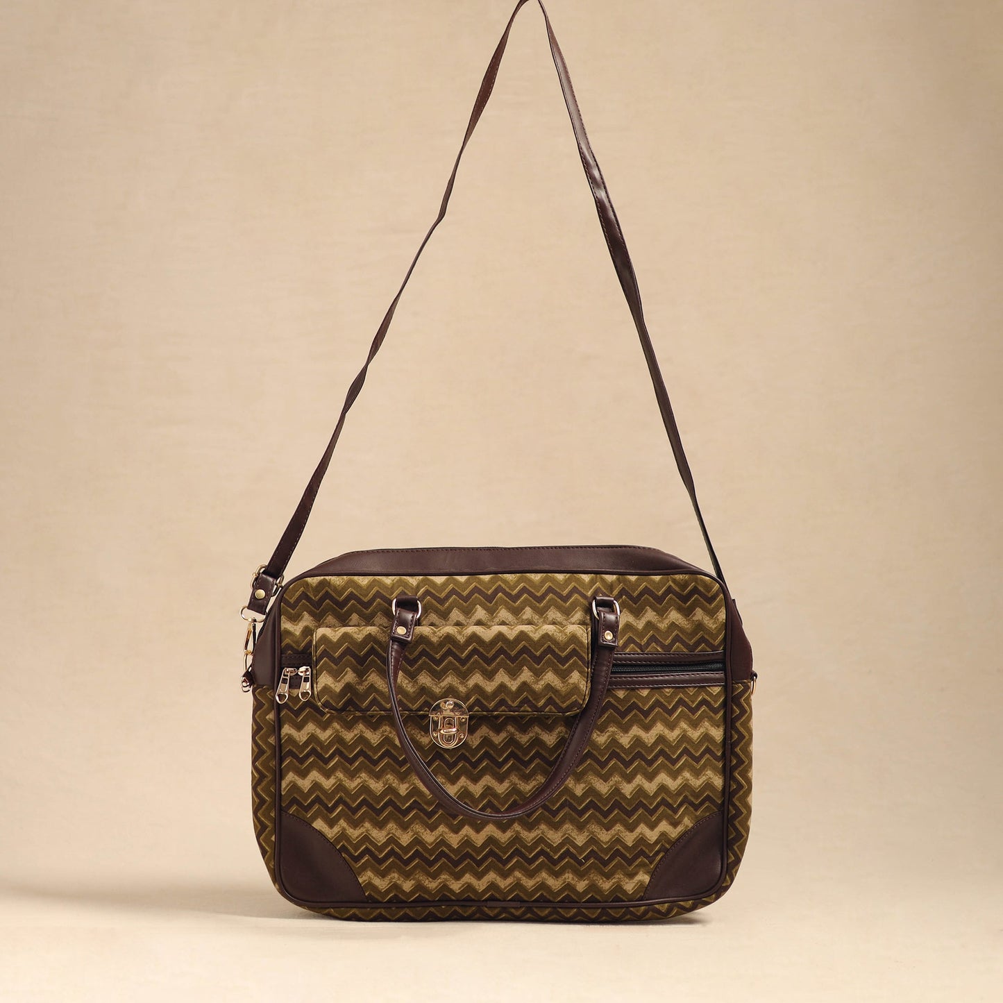  Brown Handcrafted Printed Laptop Bag 