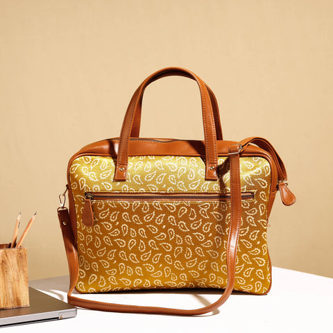  Handcrafted Ajrakh Block Printed Modal Silk Laptop Bag 