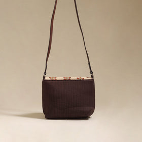 Handcrafted quilted ajrakh block printed fabric sling bag