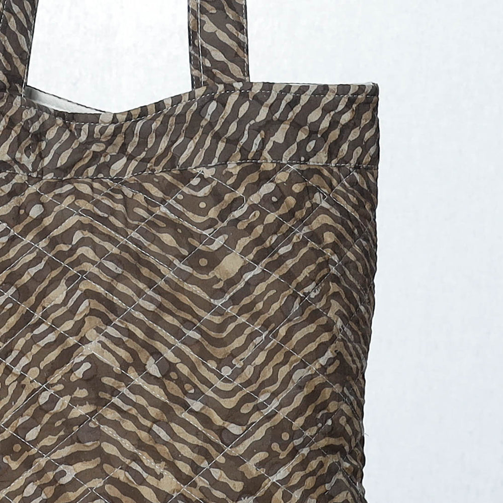 Brown Handcrafted Quilted Bagru Block Printed Shoulder Bag