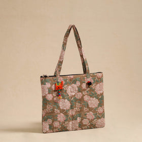  Brown Handcrafted Quilted Cotton Hand Bag