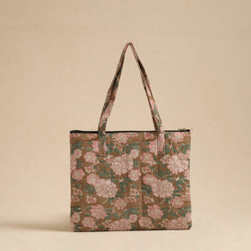  Brown Handcrafted Quilted Cotton Hand Bag