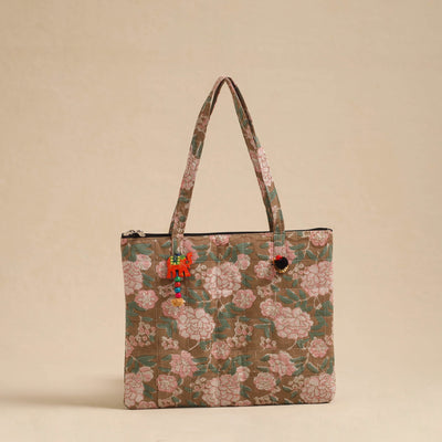  Brown Handcrafted Quilted Cotton Hand Bag