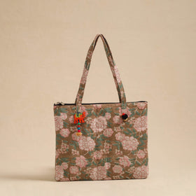  Brown Handcrafted Quilted Cotton Hand Bag