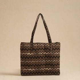 Brown Handcrafted Quilted Cotton Hand Bag