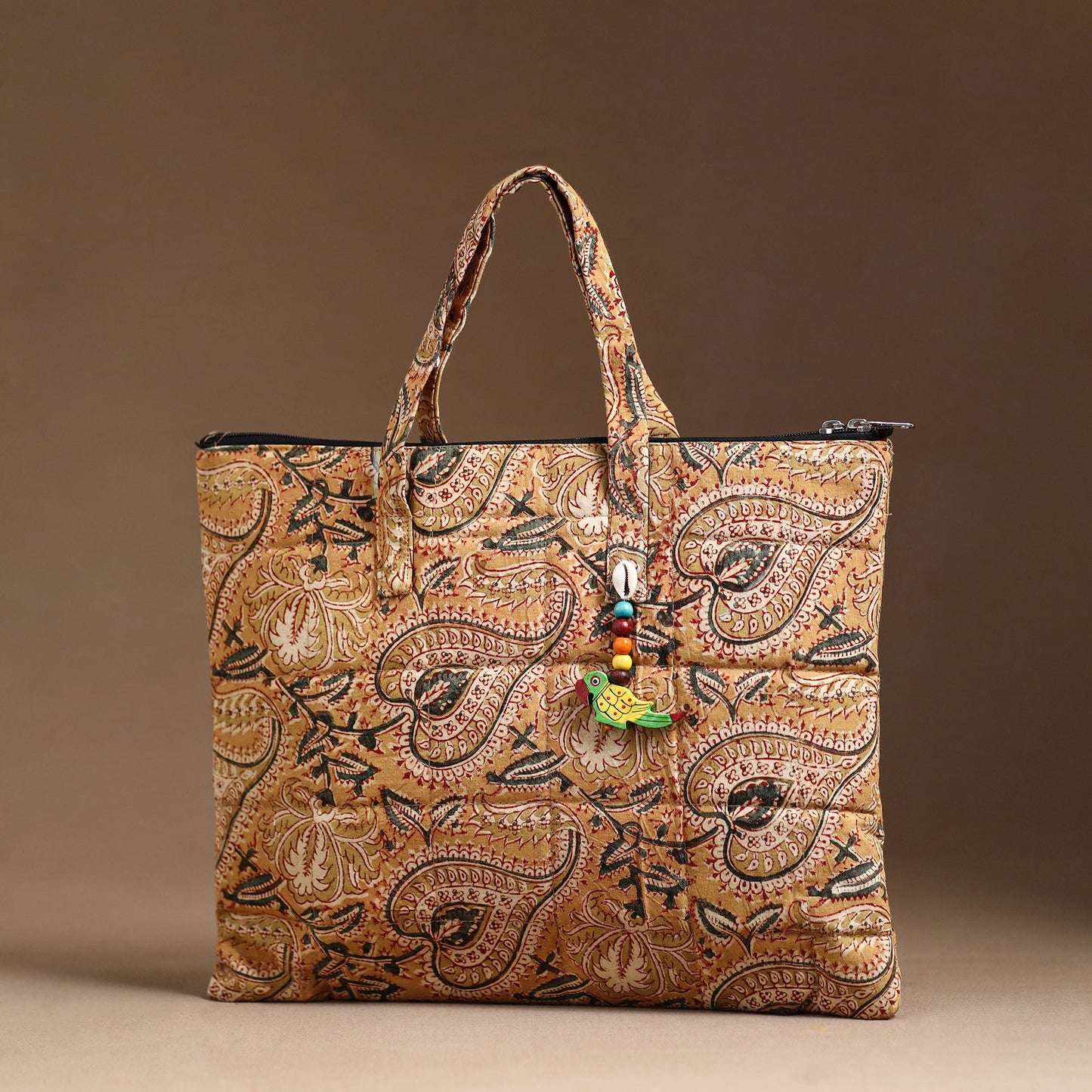 Brown Handcrafted Quilted Cotton Hand Bag 18