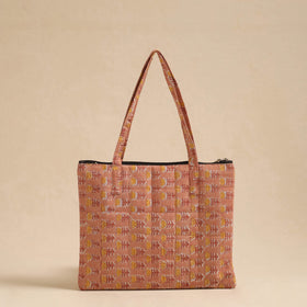  Brown Handcrafted Quilted Cotton Hand Bag