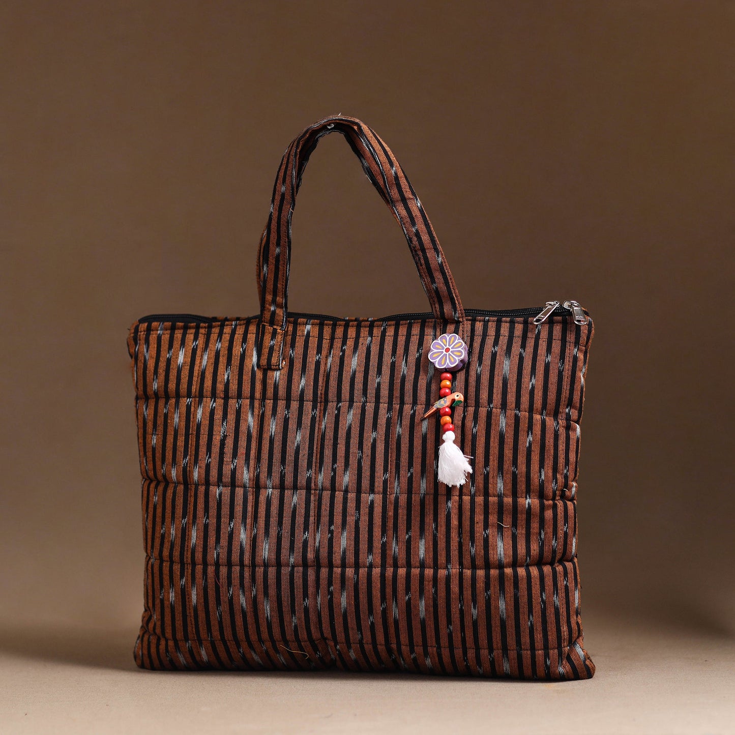 Brown Handcrafted Quilted Cotton Hand Bag 63