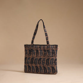 Brown - handcrafted quilted cotton handbag 01