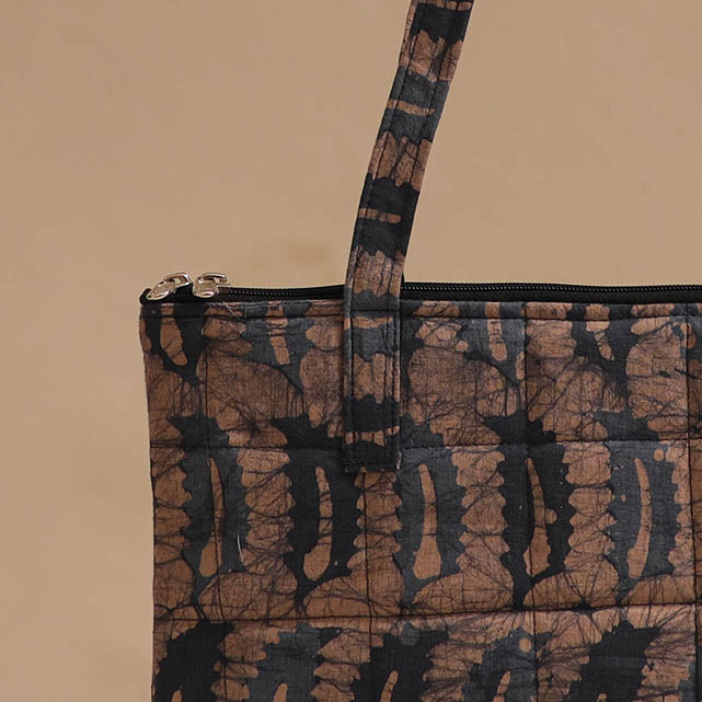 Brown - handcrafted quilted cotton handbag 01