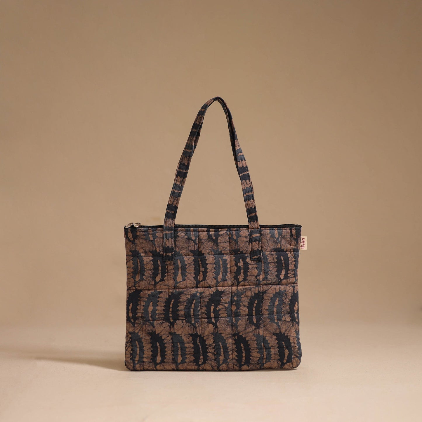 Brown - handcrafted quilted cotton handbag 01