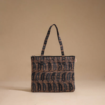 Brown - handcrafted quilted cotton handbag 01