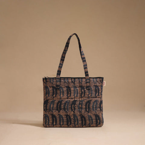 Brown - handcrafted quilted cotton handbag 01