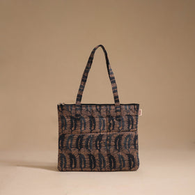 Brown - handcrafted quilted cotton handbag 01