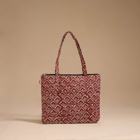 Brown - handcrafted quilted cotton handbag 08